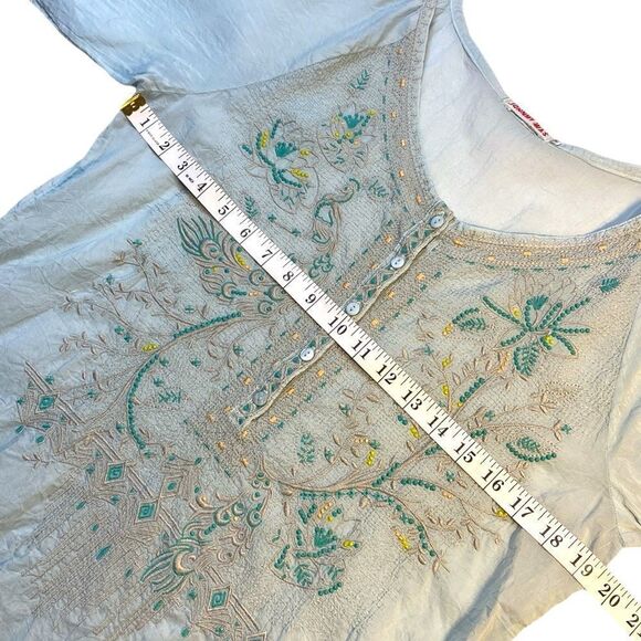 JOHNNY WAS Ice Blue Embroidered Tunic Top - Picture 9 of 12